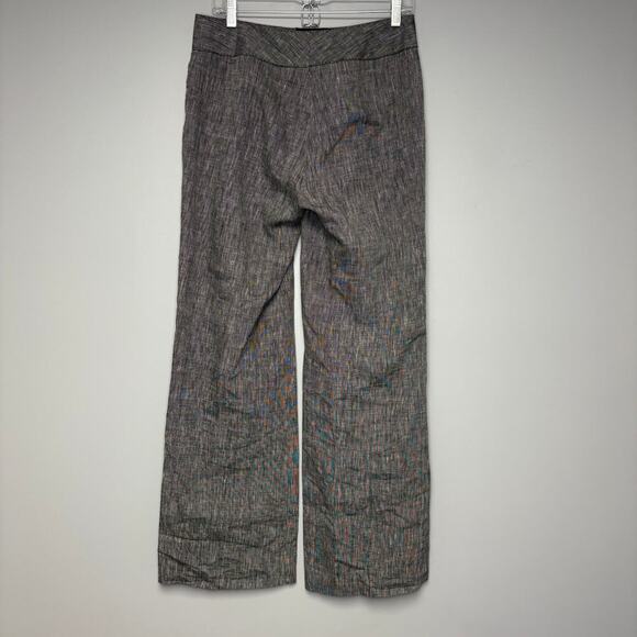 100% Linen Y2K Neutral Grey Woven Wide Leg Career Dress Pants Womens Sz 6 - Picture 2 of 8